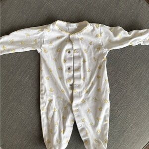 Kissy Kissy White and Yellow Duck Print Footie (0-3 months)